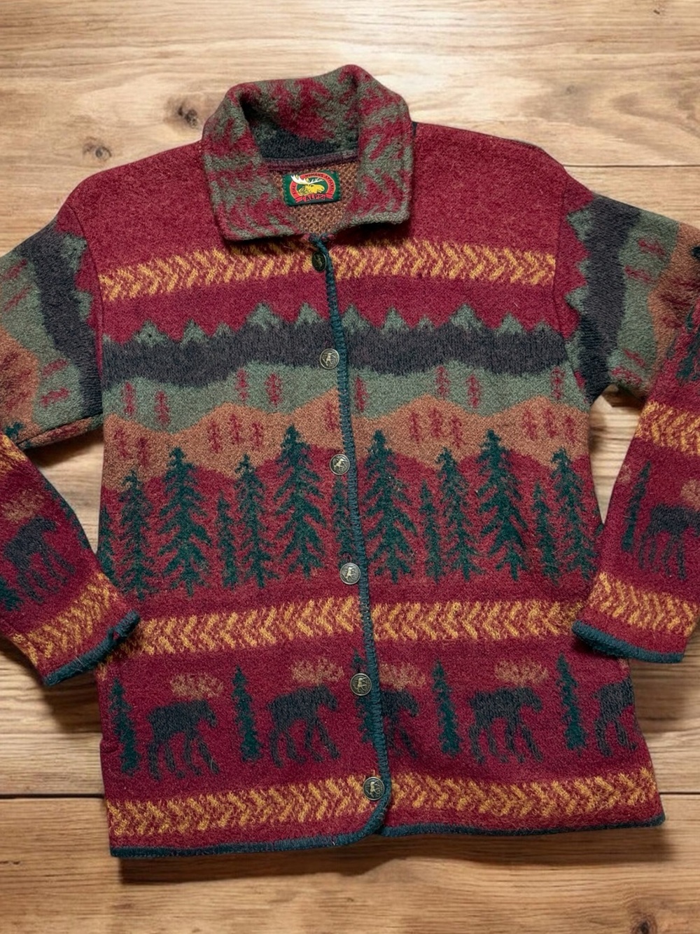 Vintage Wool Blanket Jacket Barn Coat Shacket Moose S Small